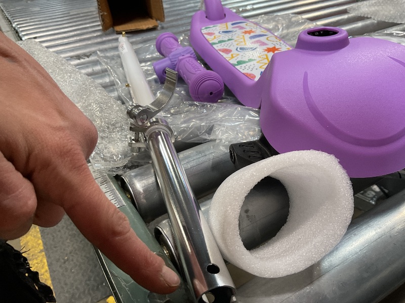 Photo 1 of * POSSIBLE ISSUE WITH DESIGN, COMPARE PHOTO TO STOCKPHOTO FOR REFERENCE, UNSURE HOW TO ASSEMBLE *TONBUX Kids Scooter for Ages 3-8, Toddler Scooter with Light-Up Deck and Wheels, Adjustable 4-Level Height 3-Wheel Scooters for Kids, Lean-to-Steer Design (Pu