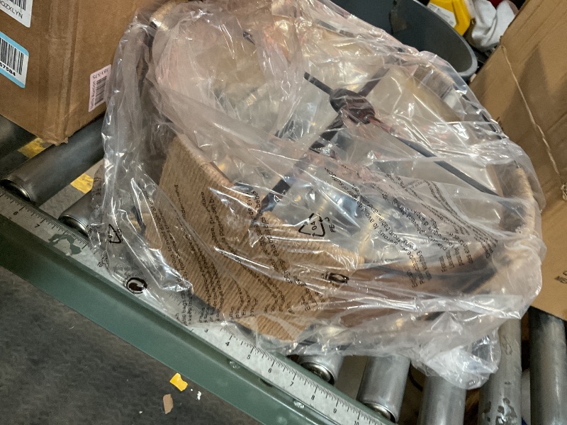 Photo 1 of 19.7'' Rattan Chandelier, 4-Light 2-Layer Shade Chandelier Rustic Rattan and Metal Wood Grain Round Pendant Kitchen Island Lighting Hanging Drum Chandeliers for Dining Room Foyer Entryway Living Room