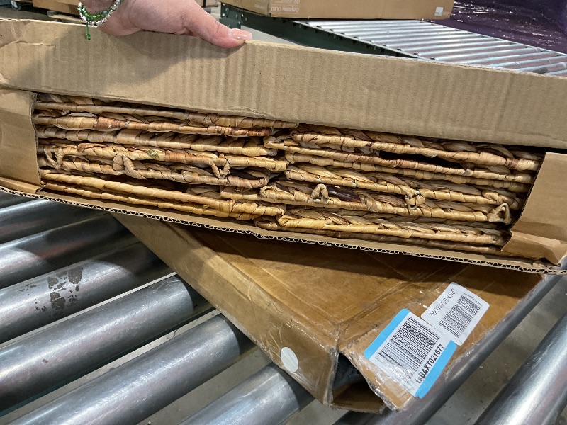 Photo 1 of 12 x 12 x 12in Water Hyacinth Storage Baskets, Wicker Storage Baskets for Shelves, Foldable Square Bins for IKEA Kallax Set of 3, Large Cubby Rattan Basket, Wicker Basket for Organizing