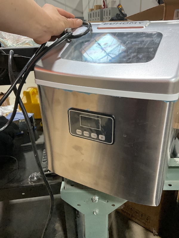 Photo 1 of ***FOR PARTS ONLY/NNO-FUNCTIONAL*** EUHOMY Countertop Ice Maker Machine, 40Lbs/24H Auto Self-Cleaning, 24 Pcs Ice/13 Mins, Portable Compact Ice Maker with Ice Scoop & Basket, Perfect for Home/Kitchen/Office/Bar(Silver)