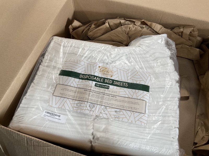 Photo 1 of 100 Pcs Disposable Bed Sheets (31" x 71"), Disposable Massage Table Sheets, Non Woven Fabric, Breathable SPA Bed Cover for Ultimate Hygiene & Comfort in Massage,Tattoos,Waxing, for Esthetician (White)