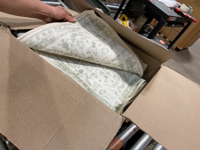 Photo 1 of * COLOR IS LIGHT GREEN * Morebes Boho Green Rugs for Living Room 8x10, Floral Washable Rugs for Bedroom Dining Room Non Slip, Large Soft Low Pile Indoor Floor Carpet for Farmhouse Office