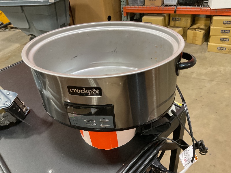 Photo 1 of **LID AND METAL COOKING SHELL ONLY. CERAMIC PIECE INSIDE MISSING**Crock-Pot Large 8-Quart Programmable Slow Cooker with Auto Warm Setting Black Stainless Steel