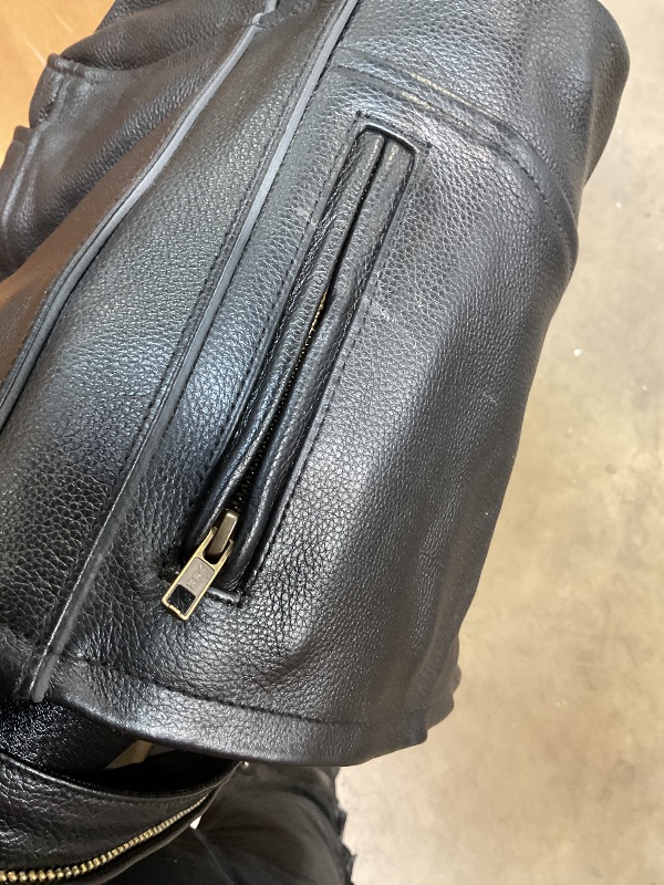 Photo 1 of * SCUFFED ON LEFT CHEST POCKET * Milwaukee Leather LKM1725 Men's Black Leather Sporty Crossover Scooter Motorcycle Jacket w/Reflective Piping - Small