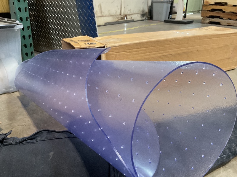 Photo 1 of *****VERY STIFF MATERIAL WON'T RELAX & STRAIGHTEN ***** Evolve 33" x 44" Clear Office Chair Mat with Rounded Corners for Low Pile Carpets, Made in The USA, C5B5003G