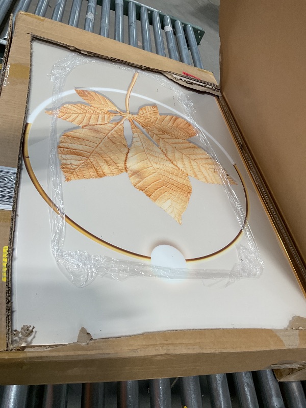 Photo 1 of **HAS ALONG SCRATCH GOING DOWN THE FRAMING OF 1 PAINTING**** Framed Modern Luxury Gold Wall Art for Living Room, Set of 3 Piece Contemporary Paintings Artwork for Walls, Golden Prints Pictures with Gold Frame, Wall Decor for Home Office - Total 30" x 60"