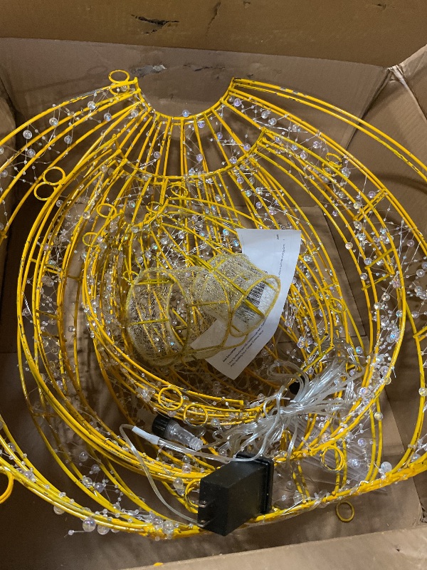 Photo 1 of ***FOR PARTS ONLY/ NON-FUNCTIONAL (HAS DAMAGED PIECES) *** 3 Pack Outdoor/Indoor LED Christmas Light Balls. Outside Lighted Sphere with 300 Warm White & White Lights for Holiday Decor, Patio, Wedding Decor Outdoor Christmas Decor