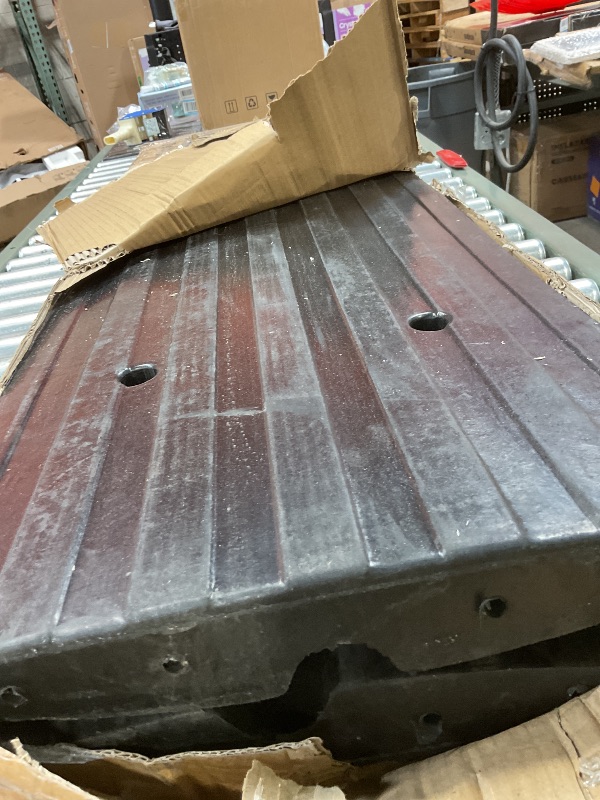 Photo 1 of **SCRAPES. DIRT**Pyle 8 ft. Rubber Curb Ramp Set, Pack of 2 Heavy Duty Non-Slip Threshold Ramps for Driveways, Garages, Sidewalks, Wheelchairs and Vehicle Access, Green Reflective Strips, 48.0’’x 16.0’’ x 2.6’’ Inch