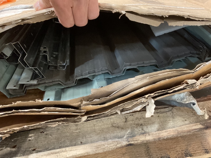 Photo 1 of **SELLING FOR PARTS AS PARTIAL SET. ONE OF TWO BOXES**Favfurish 10×8FT Outdoor Metal Storage Shed Large Garden Sheds with Floor Base & Window,Sliding Doors and Padlock for Garden,Backyard,Lawn,Easy to Assemble,Grey