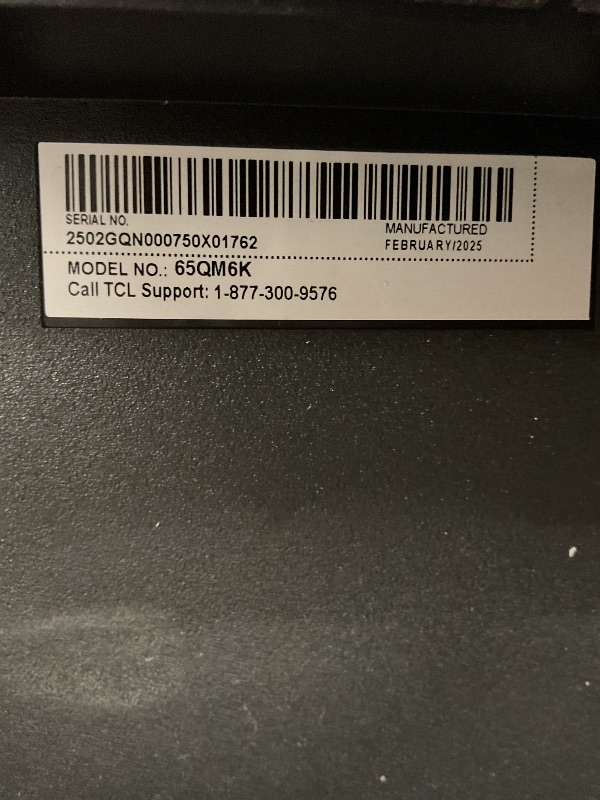 Photo 1 of **TV ONLY. NO ACCESSORIES. NO REMOTE. NO POWER CORD. NO LEGS**TCL 65-Inch Class QM6K Series QD-Mini LED 4K UHD Google Smart TV Best Value Mini-LED TV - QLED, 144hz, 288hz Gaming Rate, High Contrast Screen, Onkyo Audio, Dolby Atmos (65QM6K, 2025 Model)