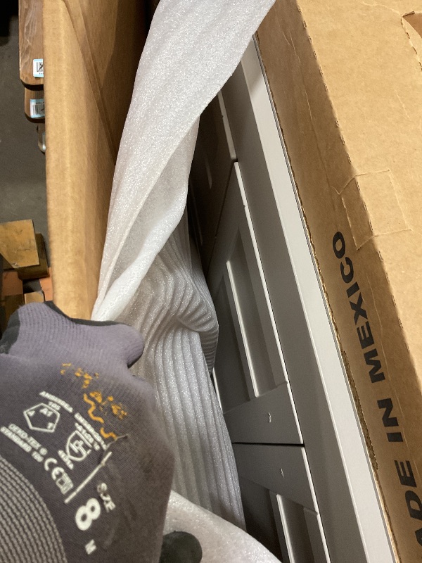 Photo 1 of **DIRTY BOX**Spring Mill Cabinets Lonsdale 48-Inch Single-Sink Bathroom Vanity with White Top, Soft-Close Cabinet, 6 Drawers, 48.5" W x 18.75" D, Gray