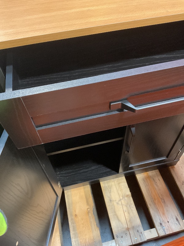 Photo 1 of **MINOR DAMAGE TO BOTTOM FRONT FACE PIECE**DWVO Tilt-Out Kitchen Trash Cans Cabinet, 50 Inch Rolling Kitchen Island with Drop Leaf, Portable Mobile Storage Island, Hidden Waste Bins Cabinet for 13 Gallon Garbage Bin, Black