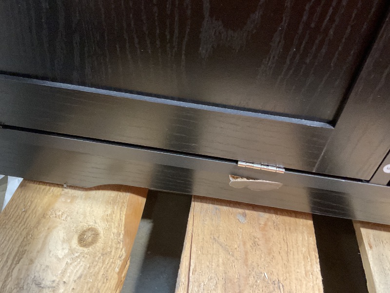 Photo 1 of **MINOR DAMAGE TO BOTTOM FRONT FACE PIECE**DWVO Tilt-Out Kitchen Trash Cans Cabinet, 50 Inch Rolling Kitchen Island with Drop Leaf, Portable Mobile Storage Island, Hidden Waste Bins Cabinet for 13 Gallon Garbage Bin, Black