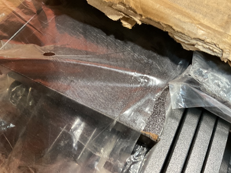 Photo 1 of **MISSING BED LEG SUPPORTS/MINOR DAMAGE TO CORNER** Rolanstar Bed Frame King Size with Charging Station and LED Lights, Upholstered Headboard with Storage Shelves, Heavy Duty Metal Slats, No Box Spring Need, Noise Free, Easy Assembly, Dark Grey