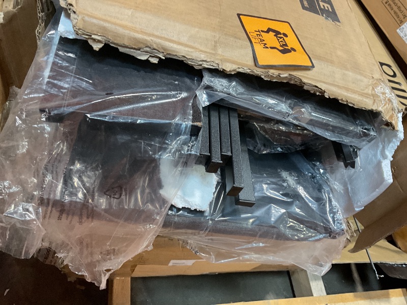 Photo 1 of **MISSING BED LEG SUPPORTS/MINOR DAMAGE TO CORNER** Rolanstar Bed Frame King Size with Charging Station and LED Lights, Upholstered Headboard with Storage Shelves, Heavy Duty Metal Slats, No Box Spring Need, Noise Free, Easy Assembly, Dark Grey