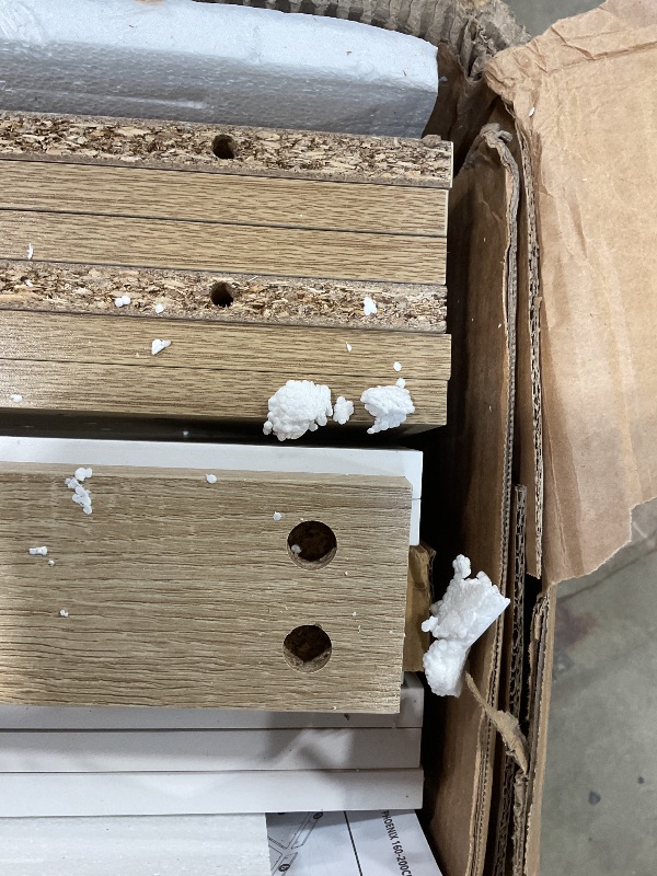 Photo 1 of **MISSING TABLETOP PIECE BOX 1 OF 2 ** Zevemomo 63"-78.7" Expandable Dining Table, 6-10 Farmhouse Kitchen Table, Extendable Dining Table, Rectangular Kitchen Table with Metal Track, Tapered U-Shaped Legs for Dining Room, Office-Oak