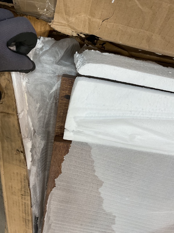 Photo 1 of ***DAMAGE SURFACE ALSO MISSING ASSEMBLY HARDWARE*** Sauder Palladia Executive Desk, 29.5"D x 65.1"W x 29.61"H, Vintage Oak finish