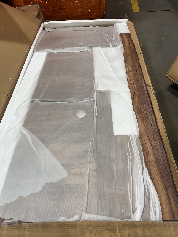 Photo 1 of ***DAMAGE SURFACE ALSO MISSING ASSEMBLY HARDWARE*** Sauder Palladia Executive Desk, 29.5"D x 65.1"W x 29.61"H, Vintage Oak finish