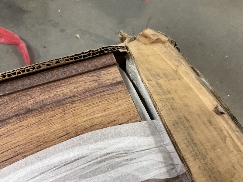 Photo 1 of ***DAMAGE SURFACE ALSO MISSING ASSEMBLY HARDWARE*** Sauder Palladia Executive Desk, 29.5"D x 65.1"W x 29.61"H, Vintage Oak finish