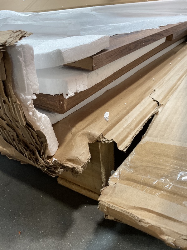 Photo 1 of ***DAMAGE SURFACE ALSO MISSING ASSEMBLY HARDWARE*** Sauder Palladia Executive Desk, 29.5"D x 65.1"W x 29.61"H, Vintage Oak finish