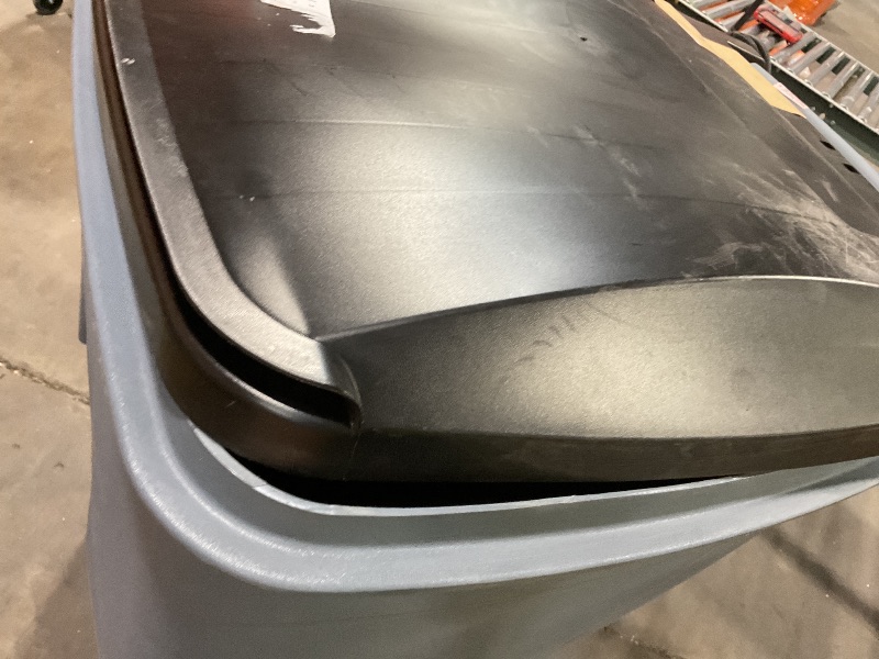 Photo 1 of **DIRT. SCUFFS. LID IS HARD TO CLOSE**Rubbermaid Commercial Products BRUTE Rollout Trash/Garbage Can/Bin with Wheels, 95 Gal, Gray, for Restaurants/Hospitals/Offices/Back of House/Warehouses/Home
