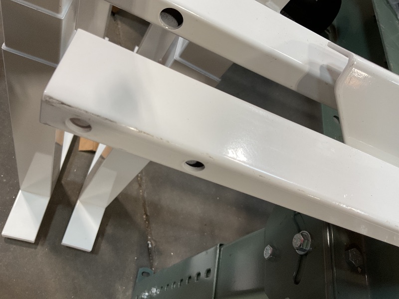 Photo 1 of **TRANSPORT SCRATCHES AND SCUFFS**Flexispot white metal table legs and installation parts