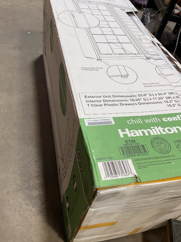 Photo 1 of **DAMAGE TO BACK BOTTOM CORNERHamilton Beach HBFRF1100, 11 cu ft, Upright Freezer, White