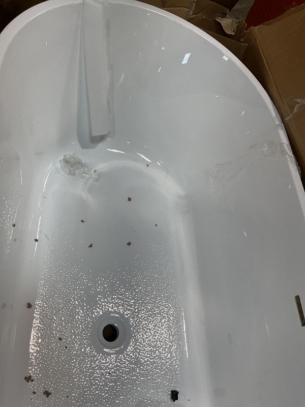 Photo 1 of **DIRT**WOODBRIDGE 71" Acrylic Freestanding Bathtub Contemporary Soaking White Tub with Chrome Overflow and Drain,B1701-C