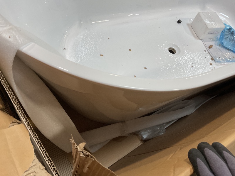 Photo 1 of **DIRT**WOODBRIDGE 71" Acrylic Freestanding Bathtub Contemporary Soaking White Tub with Chrome Overflow and Drain,B1701-C