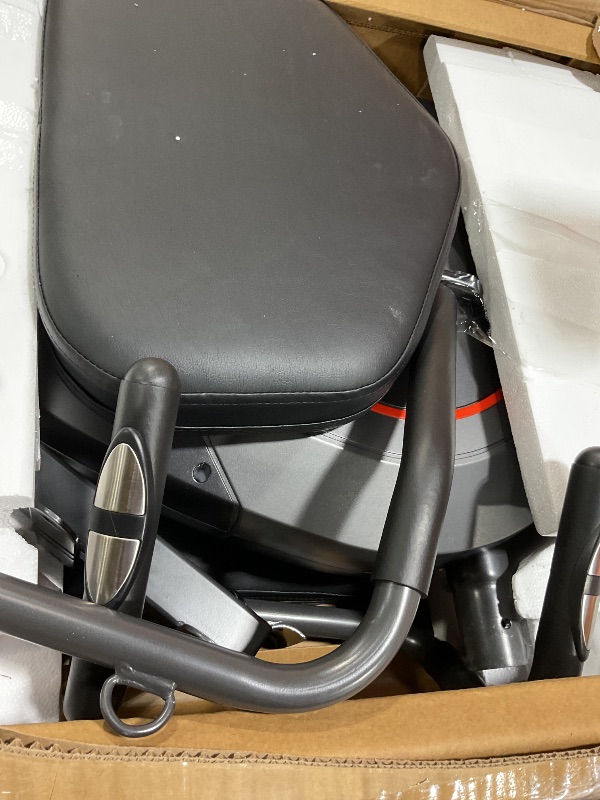 Photo 1 of **MINOR USE WEAR**Sunny Health & Fitness Smart Recumbent Bike w/Workout Bands, 300LB Capacity Compact Equipment for Indoor Full-Body Exercise, Adjustable Cushion Seat for Seniors Home Cardio Training, Free SunnyFit App