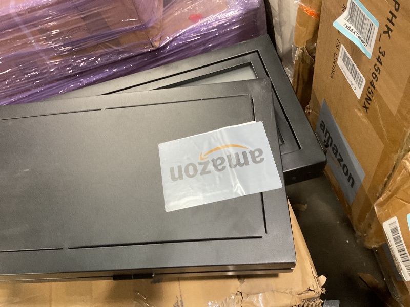 Photo 1 of **MINOR USE WEAR**Calhome 48 in. x 84 in. 3/4 Lites Frosted Glass Black Steel Frame Double Bi-Fold Barn Doors with Hardware Kit and Door Handle