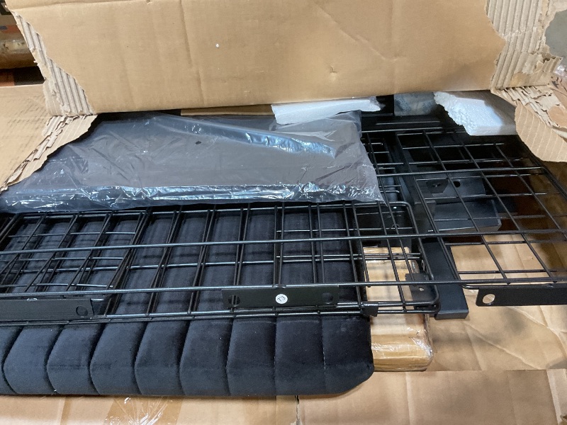 Photo 1 of **MISSING HARDWARE**ROLETALENT Queen Size Upholstered Velvet Platform Bed Frame with Storage Drawers, Built-in USB Charging Station & LED Light Strip, Sturdy Metal Frame with Headboard - No Box Spring Required,Black