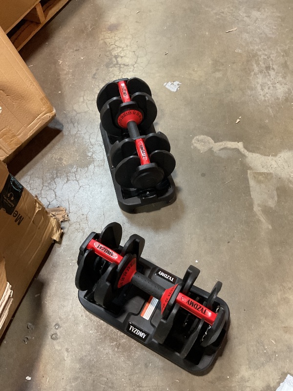 Photo 1 of **SCUFFS FROM TRANSPORT **TYZDMY Adjustable Dumbbells Set of 2?Free Weights Dumbbells Set?Adjustable Dumbbell Set?52.5 lbs pair 105 lbs?15 in 1?for Men/Women Gym Equipment for Home Strength Training Equipment
