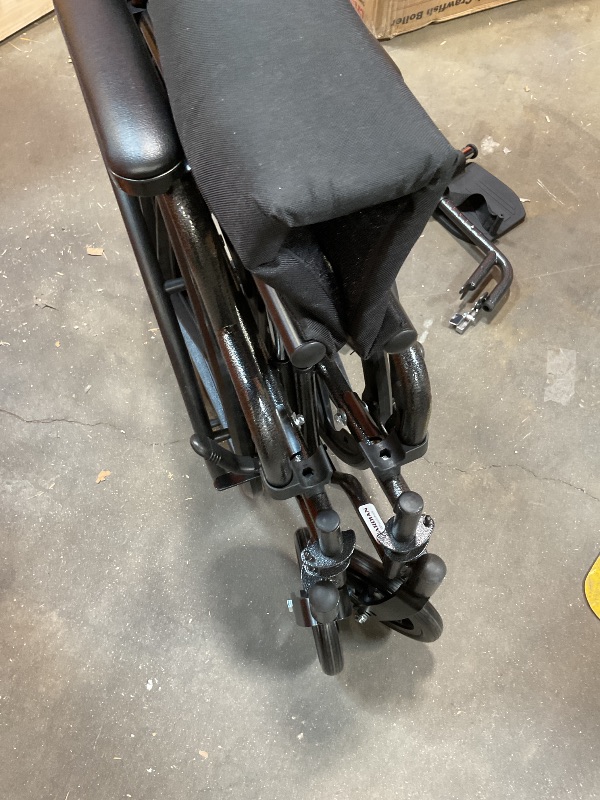 Photo 1 of **DIRTY FROM TRANSPORT **Medline Comfortable Folding Wheelchair with Swing-Back Desk-Length Arms and Swing-Away Footrests, 18”W x 16X”D Seat