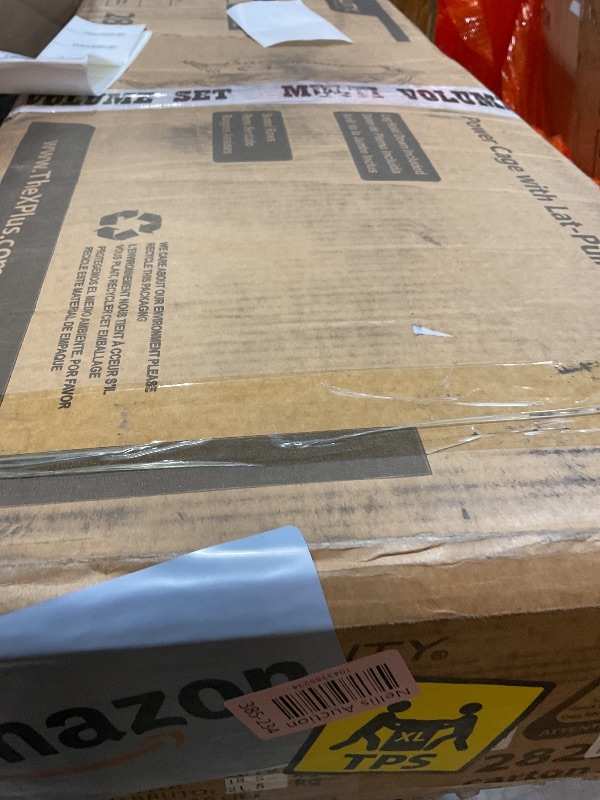 Photo 1 of **SELLING FOR PARTS AS PARTIAL SET. ONE BOX OF TWO** Fitness Reality XLT Squat Rack with LAT Pulldown, Landmine, Weight Horn Attachments , Barbell Holder