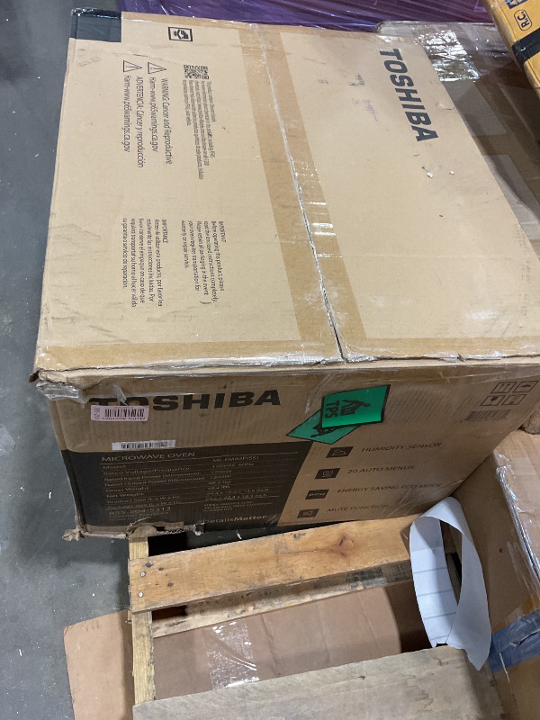 Photo 1 of **dirty**Toshiba ML-EM62P(SS) Large Countertop Microwave with Smart Sensor, 6 Menus, Auto Defrost, ECO Mode, Mute Option & 16.5" Position Memory Turntable, 2.2 Cu Ft, 1200W, Stainless Steel