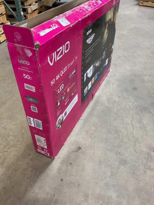 Photo 1 of **MAJOR DAMAGE TO SCREEN. SELLING FOR PARTS**VIZIO 50-inch Quantum Pro 4K 120Hz QLED HDR10+ Smart TV with Dolby Vision, Active Full Array, 240Hz @ 1080p PC Gaming, WiFi 6E, Apple AirPlay, Chromecast Built-in, M50QXM-K01, 2023 Model