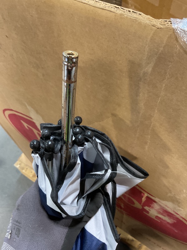 Photo 1 of **SELLING FOR PARTS. PLASTIC HOLDER PART IS BROKEN. RUST****GRANDMEI Chair Umbrella with Clamp,46 inches UPF 50+ Clip on Parasol for Patio,Beach Chairs,Strollers,Wheelchairs,Golf Carts (D-Blue Stripe)
