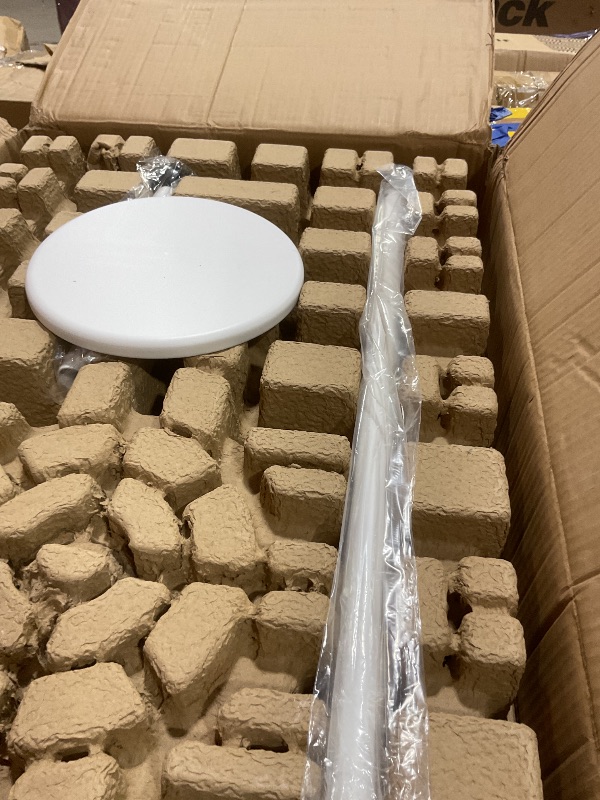 Photo 1 of **SELLING FOR PARTS AS PARTIAL SET **WINGBO 96" Large Industrial Ceiling Fans No Lights, 8 Aluminum Blades, 6-Speed Powerful Brushless DC Motor Reversible, High Volume 10000 CFM at 84 RPM, Commercial and Residential, Brass and White