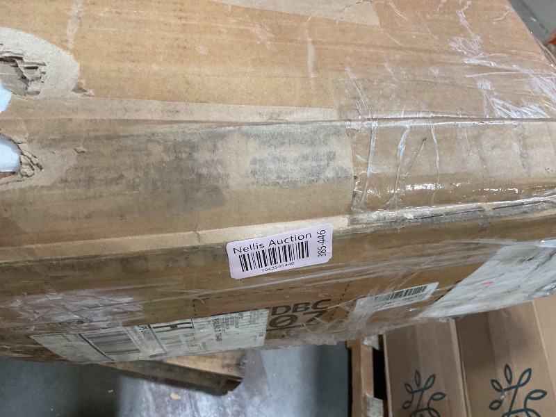 Photo 1 of **DAMAGE TO CORNERS**DWVO Farmhouse Buffet Cabinets, 47" Coffee Bar with Goblet Holder & Power Outlet, Sliding Barn Door Sideboard Cabinet for Kitchen & Living Room Storage (White)