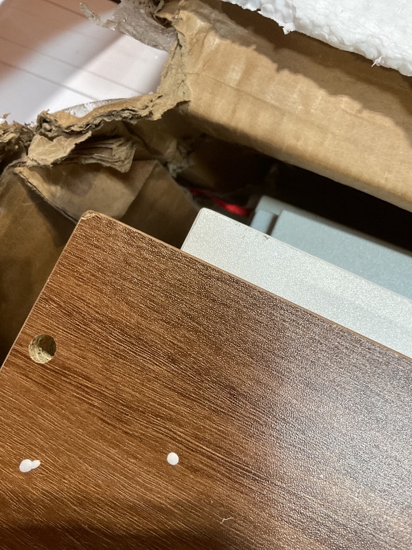 Photo 1 of **DAMAGE TO CORNERS**DWVO Farmhouse Buffet Cabinets, 47" Coffee Bar with Goblet Holder & Power Outlet, Sliding Barn Door Sideboard Cabinet for Kitchen & Living Room Storage (White)