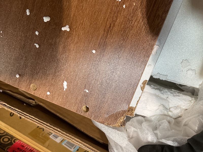 Photo 1 of **DAMAGE TO CORNERS**DWVO Farmhouse Buffet Cabinets, 47" Coffee Bar with Goblet Holder & Power Outlet, Sliding Barn Door Sideboard Cabinet for Kitchen & Living Room Storage (White)