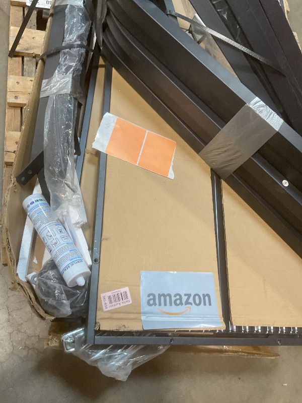 Photo 1 of **SELLING FOR PARTS AS PARTIAL SET **Lyromix 12x20 FT Outdoor Metal Carport, Heavy Duty Carport with Galvanized Steel Roof and 4 Support Feet, Extra Large Car Port Garage Shelter for Car, Boat and Tractor