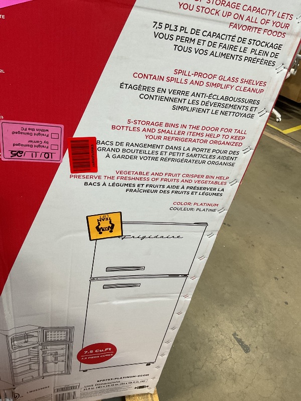 Photo 1 of **MINOR DENT ON CORNER**Frigidaire EFR753, 2 Door Apartment Size Refrigerator with Freezer, Retro Chrome Handle, 7.5 cu ft, Platinum Series, Stainless steel, 7.5