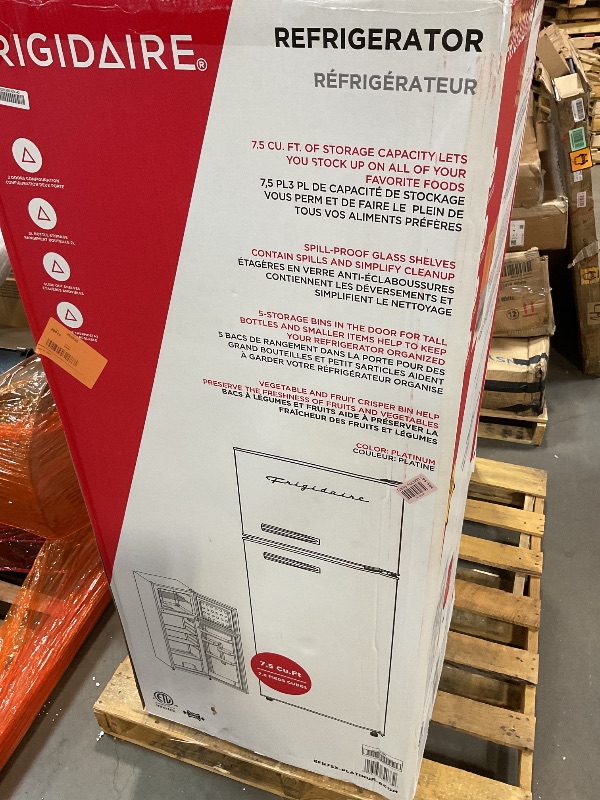 Photo 1 of **MINOR DENT ON CORNER**Frigidaire EFR753, 2 Door Apartment Size Refrigerator with Freezer, Retro Chrome Handle, 7.5 cu ft, Platinum Series, Stainless steel, 7.5