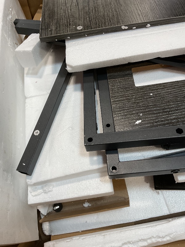 Photo 1 of **SELLING FOR PARTS. MISSING HARDWARE **Aheaplus Desk with LED and Outlets, Gaming Desk with Hutch, 47.2'' Computer Desk with Drawers, Reversible office desk with storage bookshelf Large Workstation Desk with Shelf, Desk for Home, Black Oak