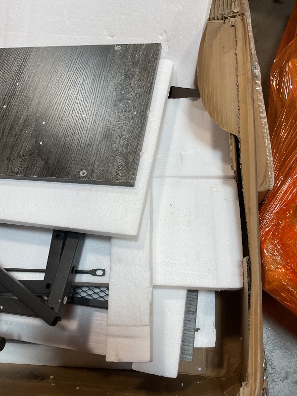 Photo 1 of **SELLING FOR PARTS. MISSING HARDWARE **Aheaplus Desk with LED and Outlets, Gaming Desk with Hutch, 47.2'' Computer Desk with Drawers, Reversible office desk with storage bookshelf Large Workstation Desk with Shelf, Desk for Home, Black Oak