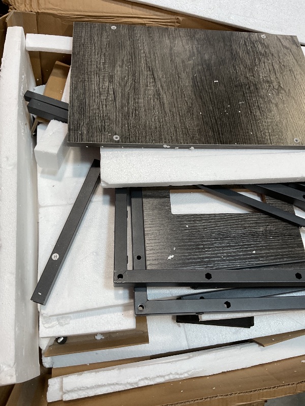 Photo 1 of **SELLING FOR PARTS. MISSING HARDWARE **Aheaplus Desk with LED and Outlets, Gaming Desk with Hutch, 47.2'' Computer Desk with Drawers, Reversible office desk with storage bookshelf Large Workstation Desk with Shelf, Desk for Home, Black Oak