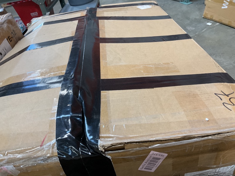 Photo 1 of **MISSING HARDWARE**Tribesigns 63-Inch Rectangular Dining Table for 4 to 6, Modern Kitchen Tables with Stylish Metal Trestle Legs, Large Dinner Tables for Dining Room, Only Table (White+Gold)