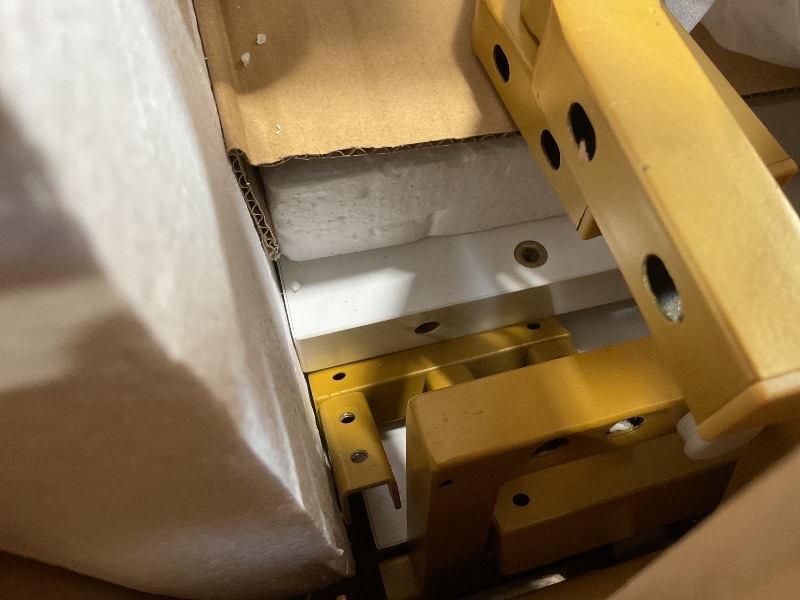 Photo 1 of **MISSING HARDWARE**Tribesigns 63-Inch Rectangular Dining Table for 4 to 6, Modern Kitchen Tables with Stylish Metal Trestle Legs, Large Dinner Tables for Dining Room, Only Table (White+Gold)